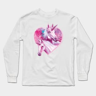 Unicorn mother and it's beautiful baby foal - Mother love Long Sleeve T-Shirt